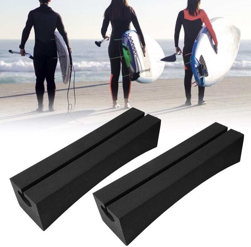 GLOGLOW Outdoor Car Roof Rack Bars, 2 Pack EVA Soft Oval Wear Universal Fit Surfboard Kayak Stand Up Paddle Board Carrier - Image 2